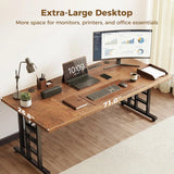Executive Desk, 71 Inch Office Table with Power Ports, Large Computer Desk