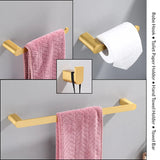 Brushed Gold  Bathroom Accessories Sets 4 Wall Mounted Towel Bar Robe Hooks MD DC PRINT