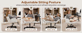 TCGBKAF White Criss Cross Chair with Adjustable Arms Chenille Swivel Vanity Chair with Side Pockets Ergonomic Cross Legged Office Chair with Wheels Adjustable Height Computer Desk Chair