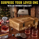 Whiskey Gift Set, 14 Pcs - Whiskey Decanter + Wooden Smoker + Old Fashioned Glasses