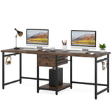 Tribesigns 78.74’’ Two Person Desk with 2 Drawers, Long Double Computer Desk Gaming Table with Shelves