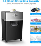 Heavy Duty 16-Sheet Cross Cut Paper Shredder, 60-Min Continuous, 60dB Quiet