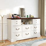 55" Wide 8-Drawer Dresser with Built-in Power Strip & RGB LED Lights