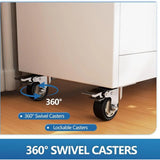 Secure Lateral File Cabinet with Gooseneck Handle, 3 Drawer Mobile Storage Cabinet on Wheels