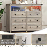 6 Drawer Dresser with Lights and Open Space for Bedroom, Closet