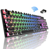 RGB Wireless Punk Typewriter Mechanical Keyboard Round Keycaps And RGB 104-Key Game Office