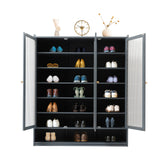 3-Door 8-Tier Freestanding Bamboo Shoe Rack Organizer for Hallway
