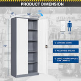 Metal Storage Cabinet-72" Tall Steel File Cabinets with Lockable Doors and Adjustable Shees-andGray