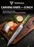 SANMUZUO 8 Inch Damascus Steel Carving Knife -  YAO Series - Razor-Sharp Meat Cutting Knife
