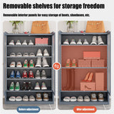 3-Door 8-Tier Freestanding Bamboo Shoe Rack Organizer for Hallway