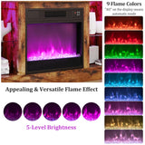 TV Stand with Electric Fireplace LED Lights Remote Controls Storage Cabinets