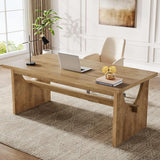 Executive Office Desk, 63-Inch Farmhouse Computer Desk, Large Writing Study Conference Table