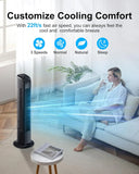 Oscillating Tower Fan with Remote, 30' Black Standing Floor Fan for Bedroom
