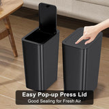 3 Pack 10 L/2.6 Gal Bathroom Trash Can with Lid, Small Kitchen Trash Bin with Press Type Lid