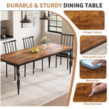 Rectangular Dining Table for 6, Farmhouse Kitchen Table, 2 m Long Wooden Dining Room Table