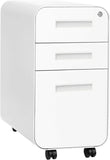 Stockpile Slim 3-Drawer Mobile File Cabinet with Lock - Under Desk Metal Filing Cabinet
