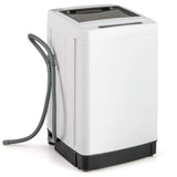 Portable washing machine for apartment and RV use, white plastic unit with full automatic operation,