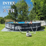 Above Ground Swimming Pool Set for backyard, steel frame with blue finish