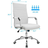 Furmax Ribbed Office Desk Chair Mid-Back PU Leather Executive Conference Task Chair
