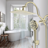 Hibbent 10'' High Pressure Rainfall Shower Head Handheld Spray Combo with 12'' Ad
