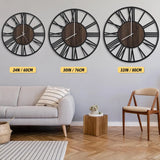 Silent Non Ticking,Rustic Modern Big Wood Clock w. Night Light for Living Roo
