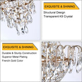 ARLGSITE Luxury Gold Crystal Chandelier Elegant Dazzling K9 Crystals Ceiling Light for Living Room Dining Room Hallway-Gold