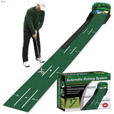 Golf Putting Green, Mat for Indoors, Putting Matt with Ball Return and 3 Holes