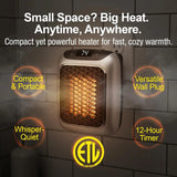 Portable Ceramic Space Heater with Adjustable Thermostat, Timer for Office