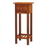 Narrow Side Table With Drawer And Shelf, Wood Nightstand For Living Room