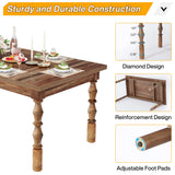Tribesigns 62” Wood Patio Table for 4-6 People, Farmhouse Large Indoor/Outdoor Dining Picnic Table with Carved Turned Legs