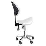 Saddle Chair with Back Support | Rolling Adjustable Esthetician Chair with Wheels | Heavy-Duty Massage Stool