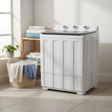 Portable washing machine for dorms and apartments: grey semi-automatic twin tub, 14lbs total capacity