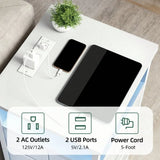 Modern Smart Nightstand With Charging Station LED Light USB Ports