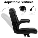 Ergonomic Mid Back Leather Office Chair with Flip Up Arms