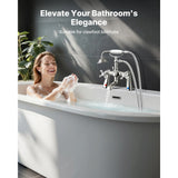 SucceBuy Clawfoot Tub Faucet Deck Mout  Bathtub Faucets with Handheld Shower 360° Rotation Spout & 59-in Long Hose for Bathtubs