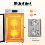 18 Tray Food Dehydrator, Stainless Steel Fruit & Meat Dryer Machine, 110V with LED Light