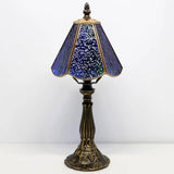 Small Tiffany Table Lamp Stained Glass Desk Lamps 6X6X14 Inch Bronze Resin Base