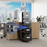 4 Drawer File Cabinet Metal Vertical Black Filing Cabinets with Locks for Home Office