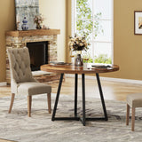 Tribesigns Round Dining Table for 2, 31.5" Industrial Kitchen Table with Metal Base