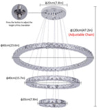 Crystal Ceiling Chandelier 3 Rings Hanging Chandelier In The Living Room