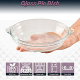 Glass Pie Plates Set of 2, 7-Inch Baking Dishes with Handles, Oven & Freezer Safe