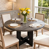 Round Dining Table for 4, 43.3" Wood Kitchen Table with Cross Base