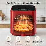 3QT Air Fryer, Small Air Fryer with Digital PP Touch Panel, Red