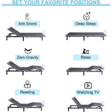 Ergonomic Split King Adjustable Bed Base with Massage, Wireless Remote