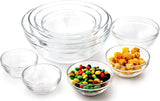 9 Piece Glass Mixing Bowls Set - Nesting Prep Bowls Clear for Salad Cereal Ice Cream Pasta Fruits
