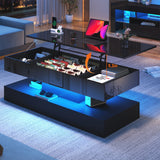 High Glossy LED Coffee Tables for Living Room, Center Table with Storage