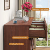 Modern Long 10 Drawer Dresser with Textured Borders, Chest of Drawers