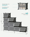 SONGMICS Shoe Rack, 10 Cubes With Doors, 40 Pair For Bedroom, Entryway