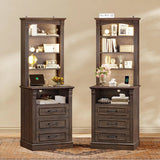 61" Tall Modern Nightstand with 3 Drawers,Built-in Charging Station,LED Light