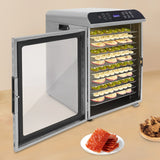 12-Trays Stainless Steel Food Dryer,Silver Rectangular Food Dehydrator Machine